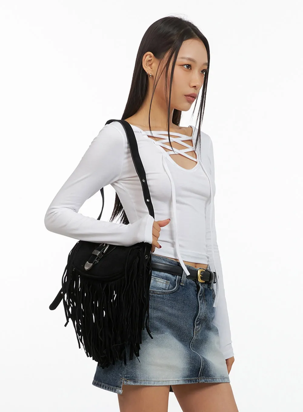 X Strap Slim Fit Crop Top IS427 sold by Lewkin