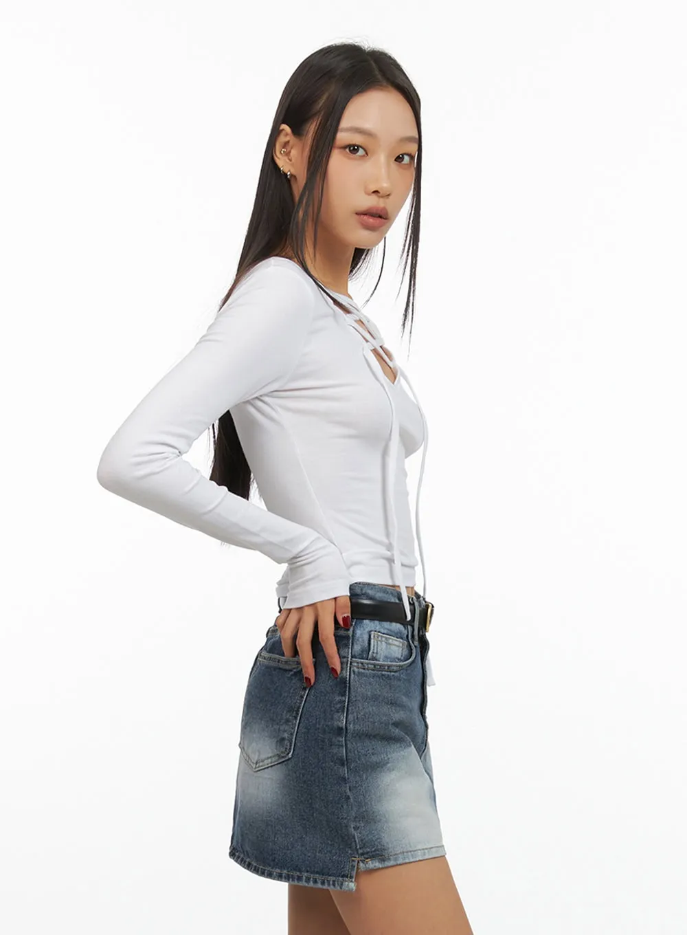 X Strap Slim Fit Crop Top IS427 sold by Lewkin product image thumbnail 5