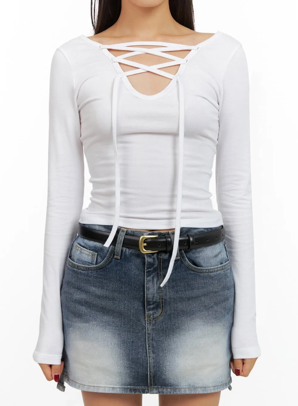 X Strap Slim Fit Crop Top IS427 sold by Lewkin product image thumbnail 3