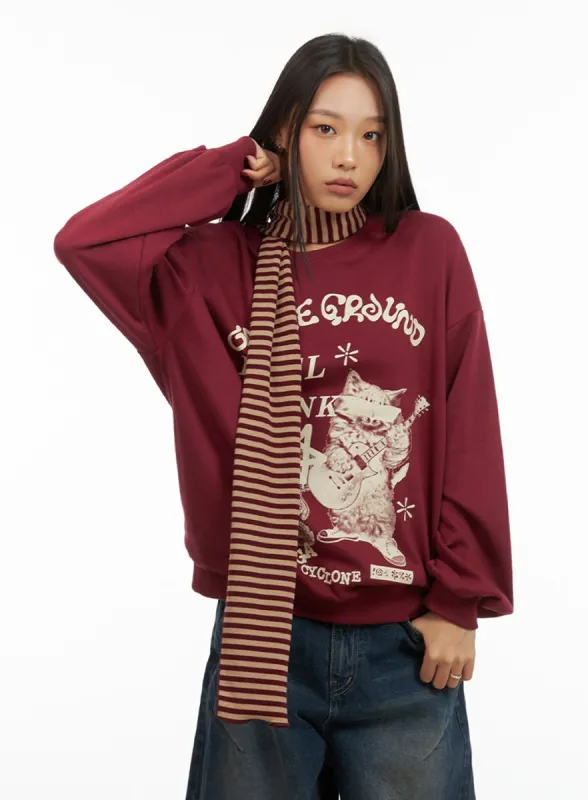 Graphic Cotton Sweatshirt IS427 sold by Lewkin