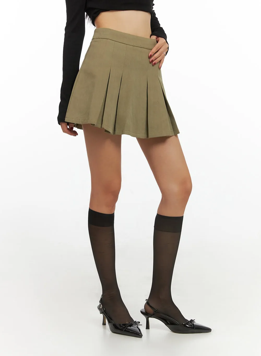 Cotton Pleated Solid Mini Skirt IS427 sold by Lewkin product image thumbnail 4