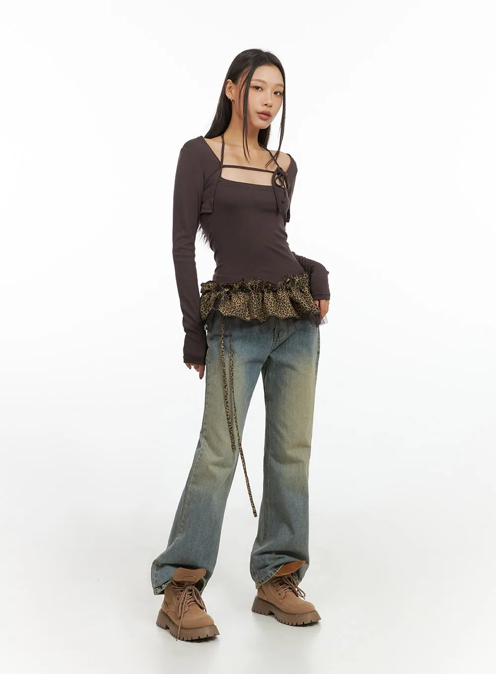 Solid Strap Bolero Cardigan and Cami Set IS427 sold by Lewkin product image thumbnail 3