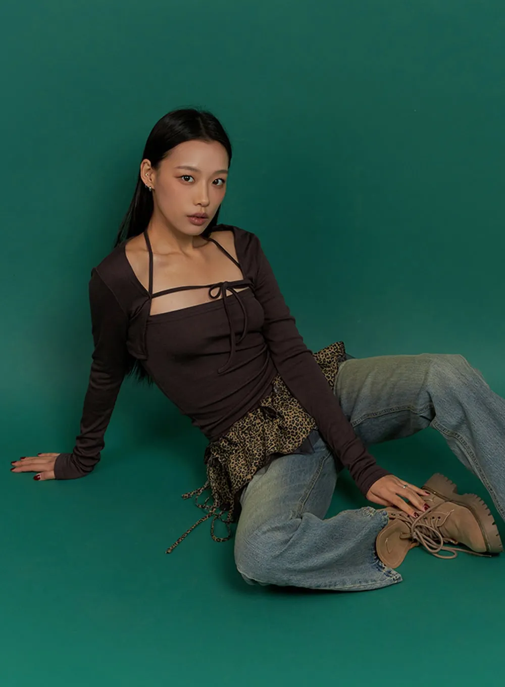 Solid Strap Bolero Cardigan and Cami Set IS427 sold by Lewkin