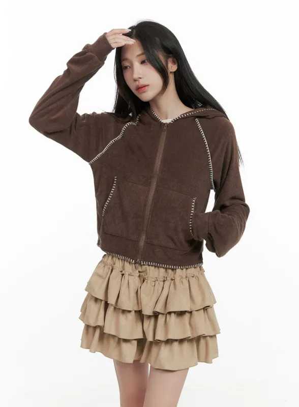 Stitched Terry Zip-Up Hoodie CS430 sold by Lewkin