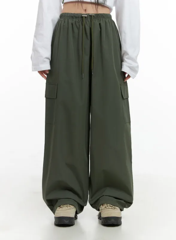 String Detail Wide Leg Cargo Pants CS430 sold by Lewkin