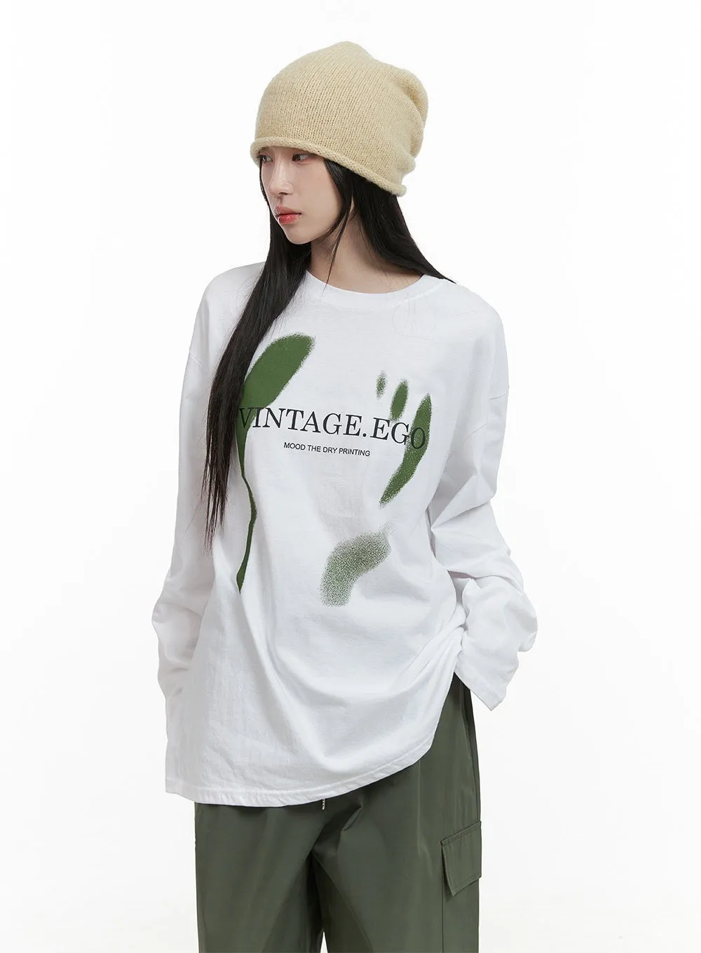 Oversized Classic Lettering Long Sleeve Top CS430 sold by Lewkin