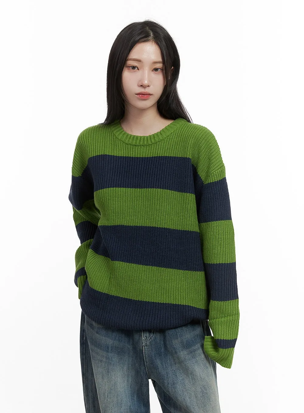 Mixed Color Striped Oversize Knit CS430 sold by Lewkin