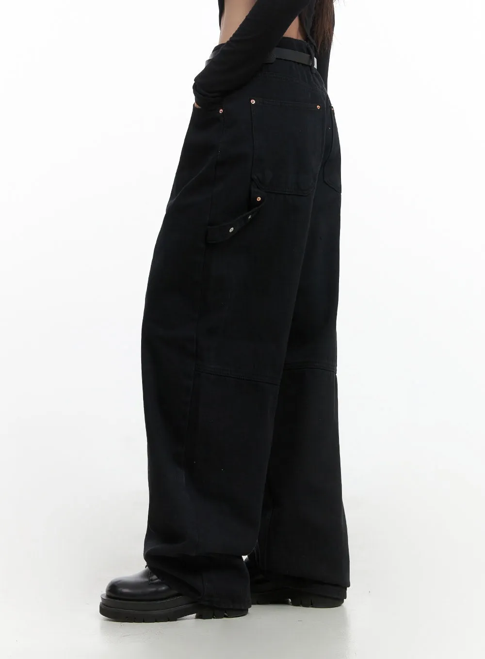 Cotton Wide-Leg Carpenter Pants CS430 sold by Lewkin product image thumbnail 4