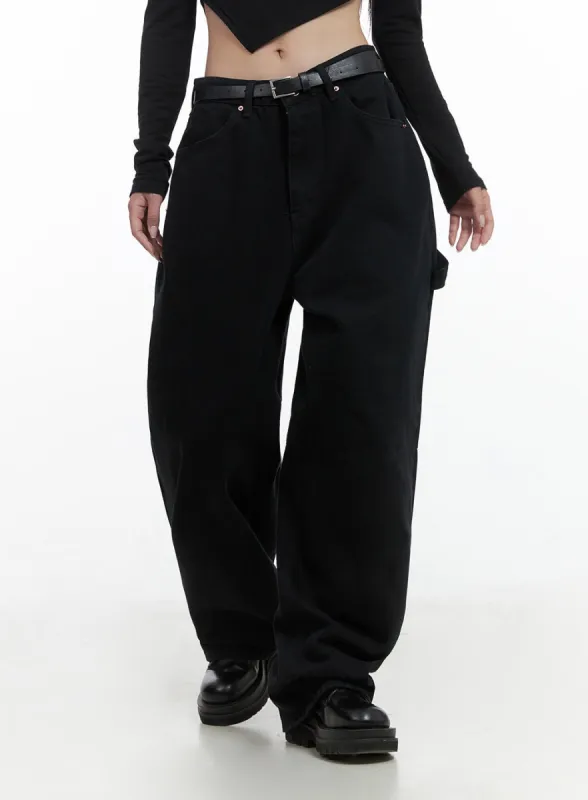 Cotton Wide-Leg Carpenter Pants CS430 sold by Lewkin