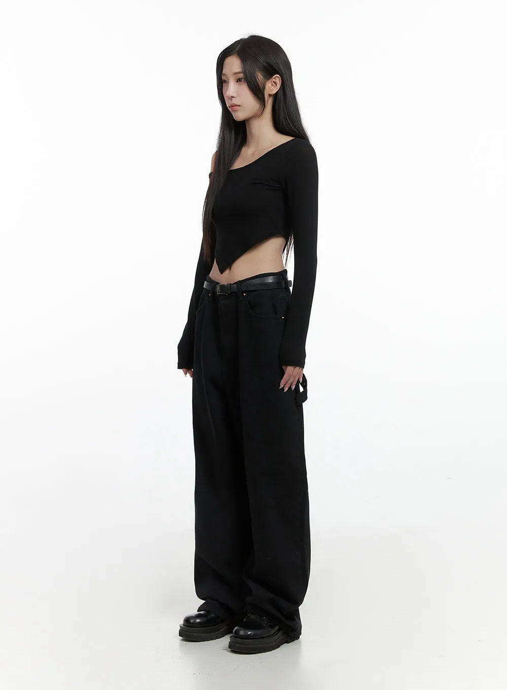 Cotton Wide-Leg Carpenter Pants CS430 sold by Lewkin product image thumbnail 5