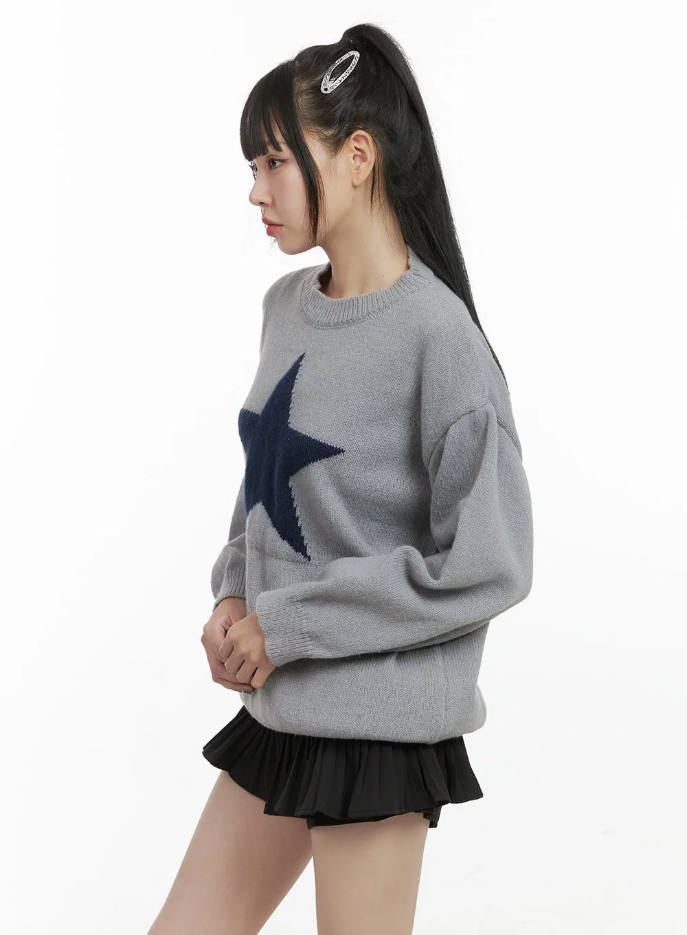 Oversized Graphic Knit Sweater OO401 sold by Lewkin product image thumbnail 5