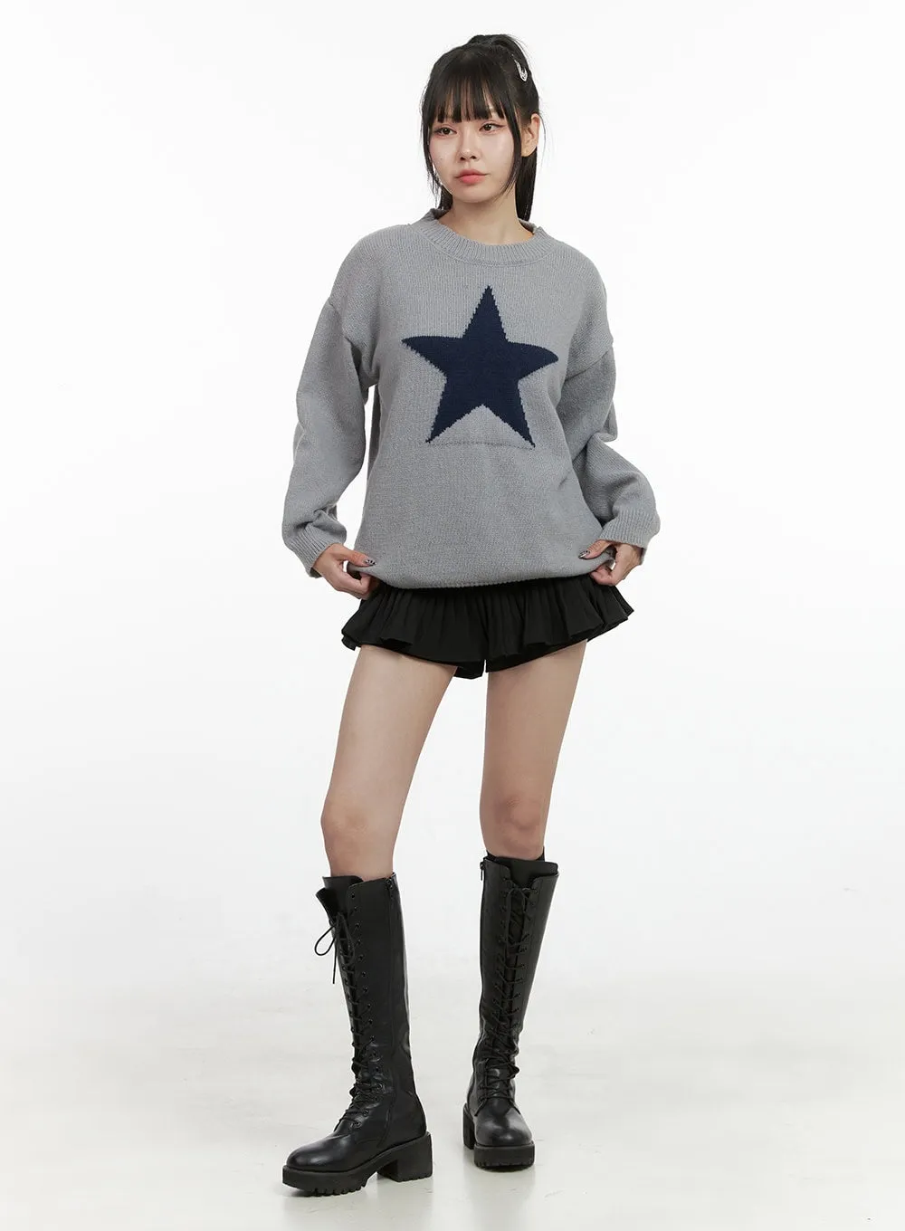 Oversized Graphic Knit Sweater OO401 sold by Lewkin product image thumbnail 2