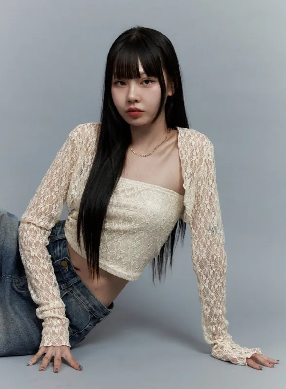 Lace Tube Top and Bolero Set OO401 sold by Lewkin