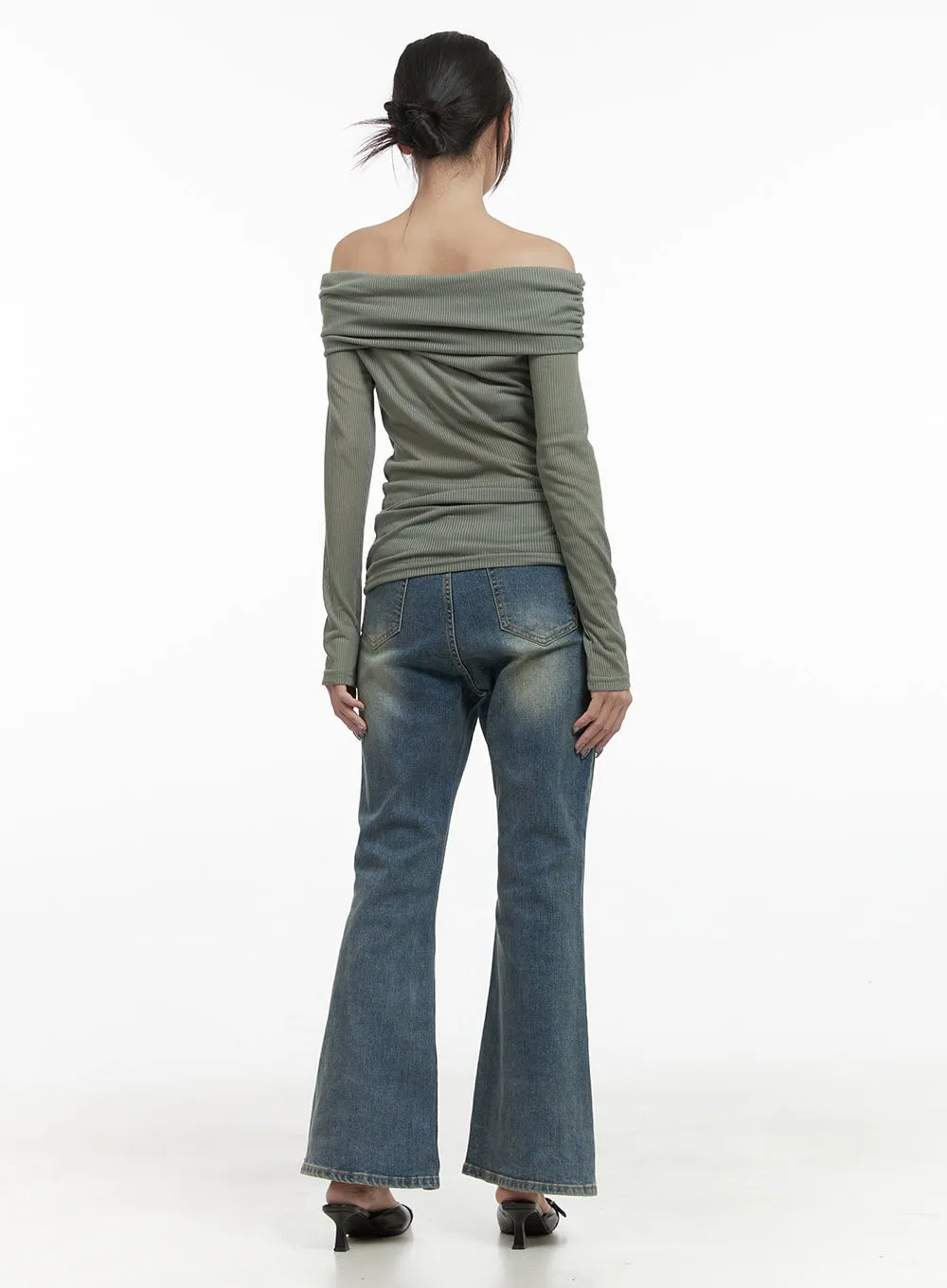 Ribbed Off-Shoulder Slim Fit TShirt OO401 sold by Lewkin product image thumbnail 3