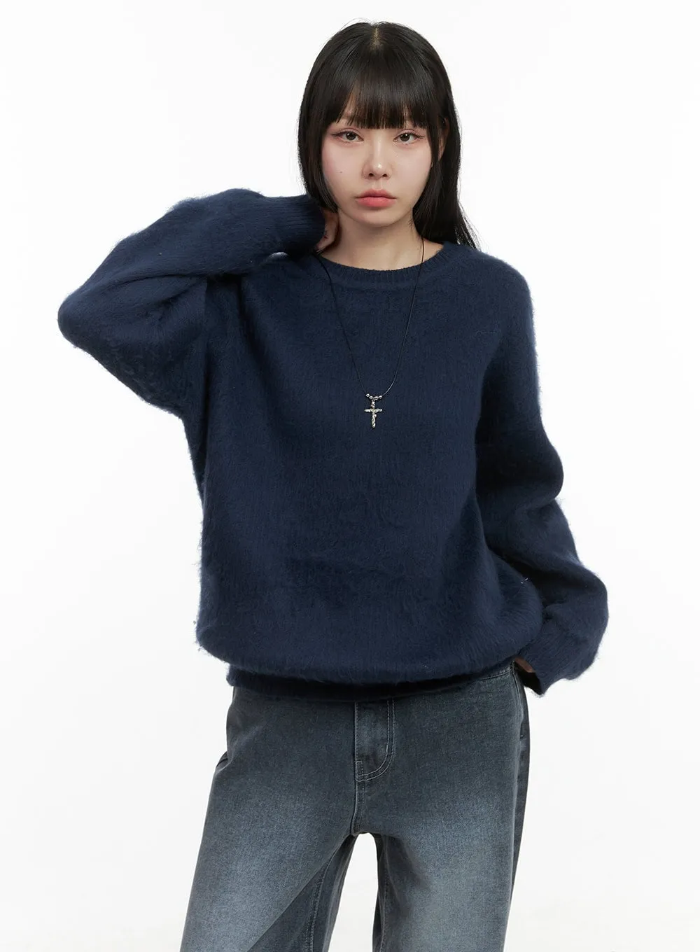 Oversized Fuzy Soft Knit Sweater OO401 sold by Lewkin product image thumbnail 4