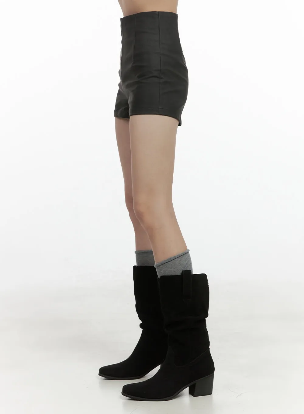 High Waist Faux Leather Shorts OO401 sold by Lewkin product image thumbnail 5