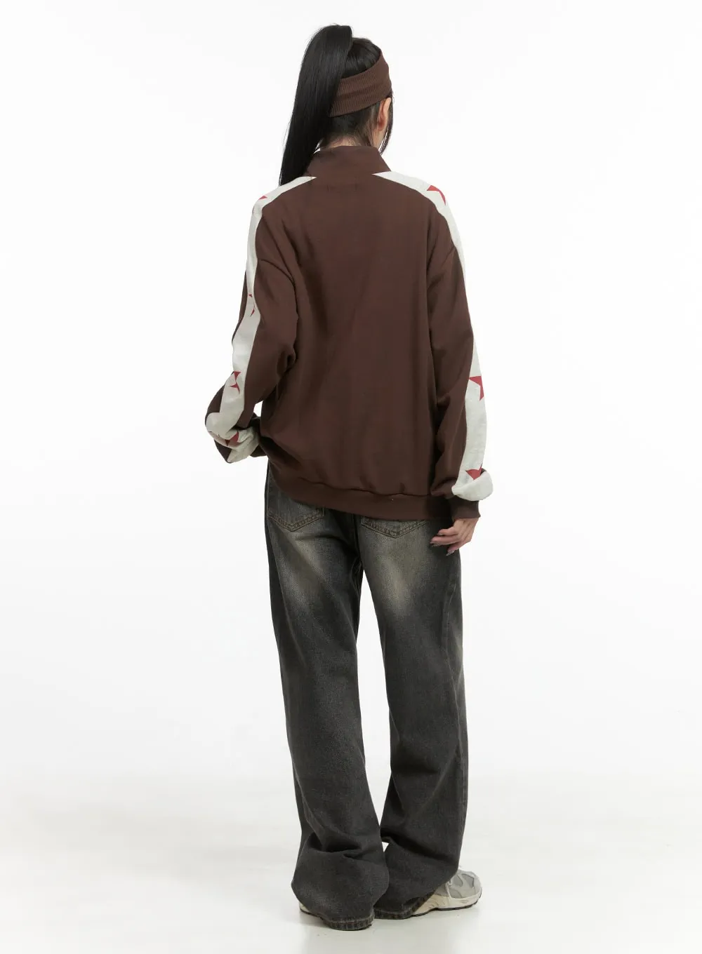 Graphic Raglan Turtleneck Zip-Up OO401 sold by Lewkin product image thumbnail 4