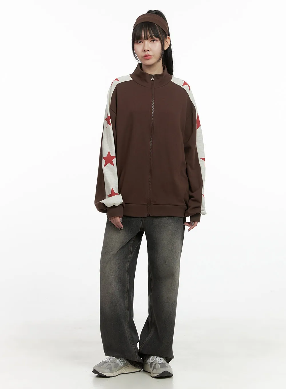 Graphic Raglan Turtleneck Zip-Up OO401 sold by Lewkin product image thumbnail 3