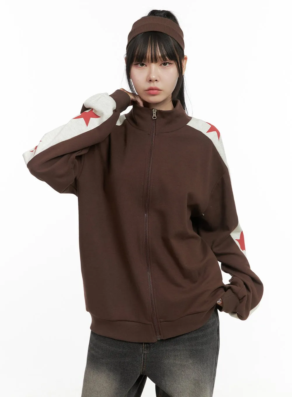 Graphic Raglan Turtleneck Zip-Up OO401 sold by Lewkin product image thumbnail 2