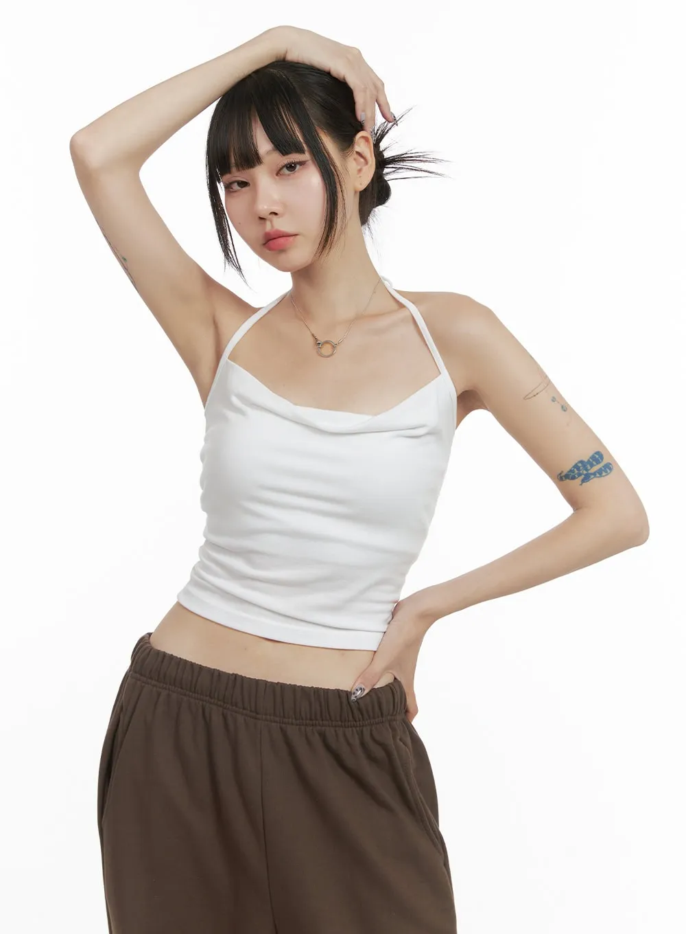 Halter Neck Slim Fit Cami Top OO401 sold by Lewkin product image thumbnail 4