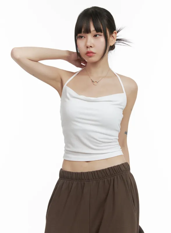 Halter Neck Slim Fit Cami Top OO401 sold by Lewkin