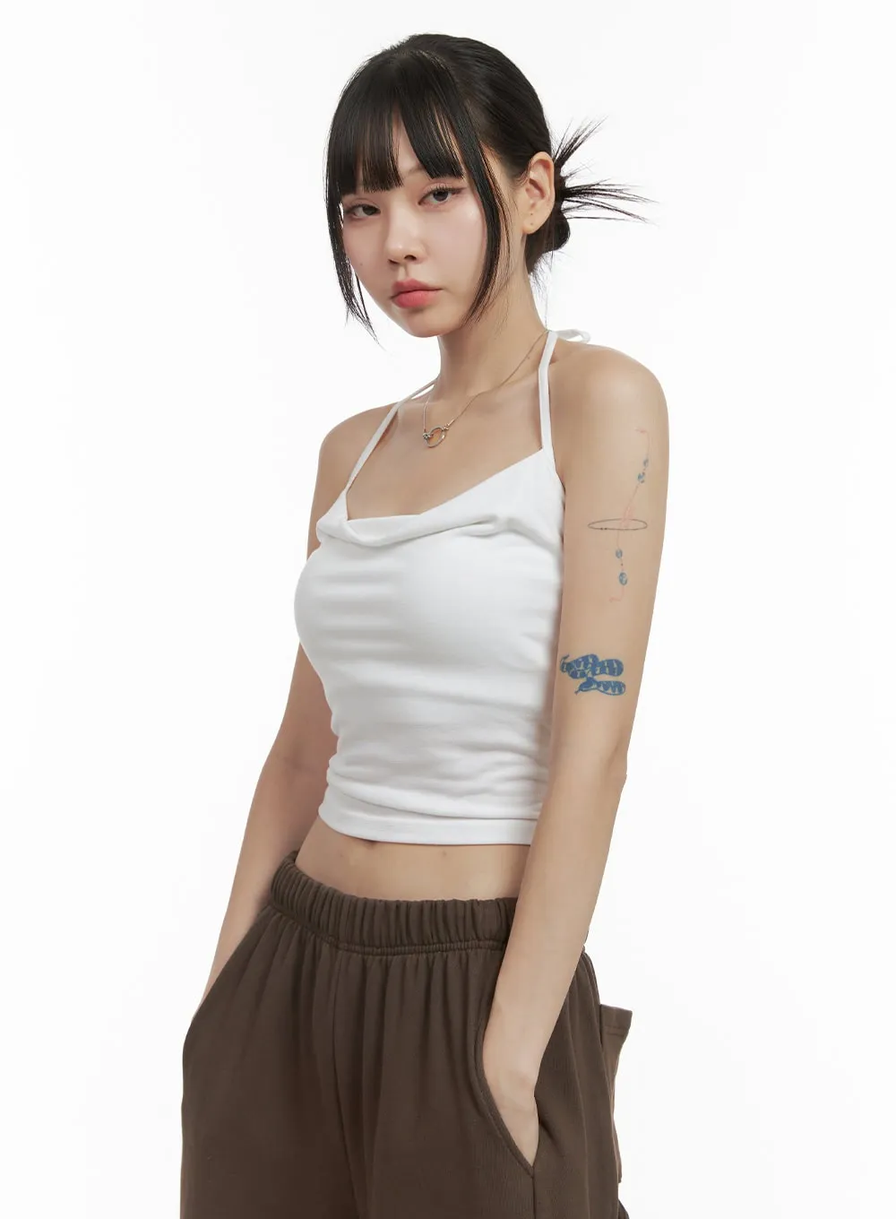 Halter Neck Slim Fit Cami Top OO401 sold by Lewkin product image thumbnail 5