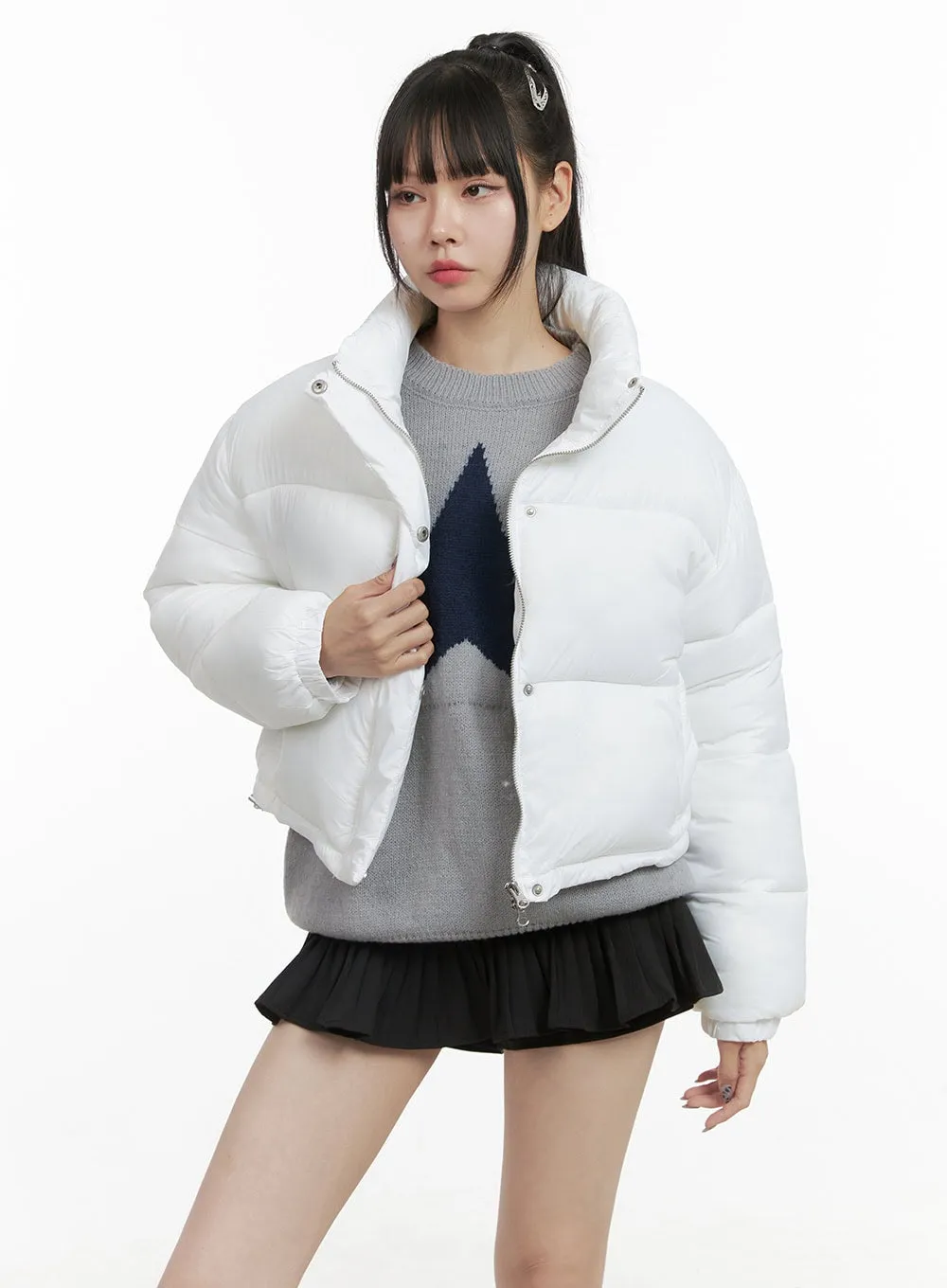 Chic Nylon Crop Puffer Jacket OO401 sold by Lewkin product image thumbnail 2
