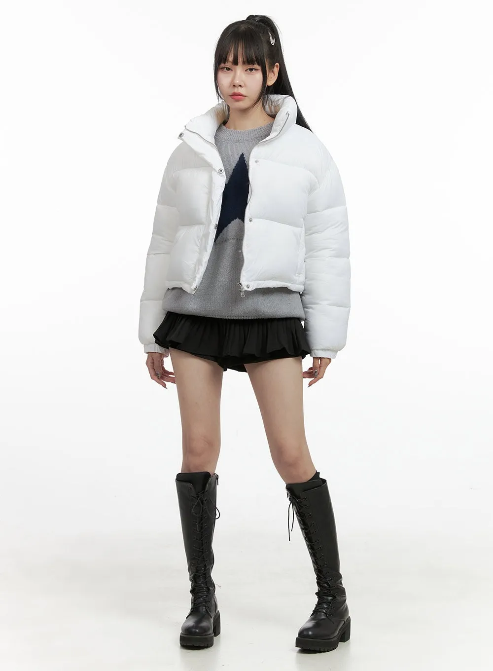Chic Nylon Crop Puffer Jacket OO401 sold by Lewkin product image thumbnail 3