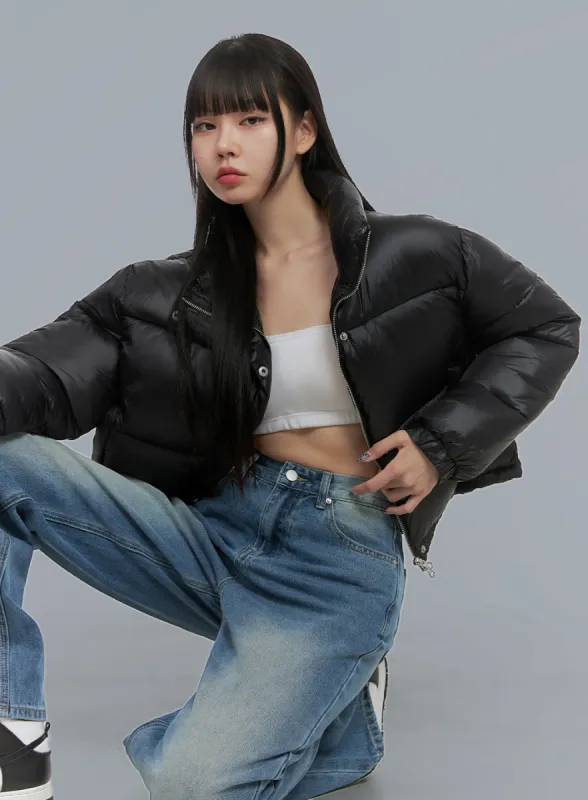 Chic Nylon Crop Puffer Jacket OO401 sold by Lewkin