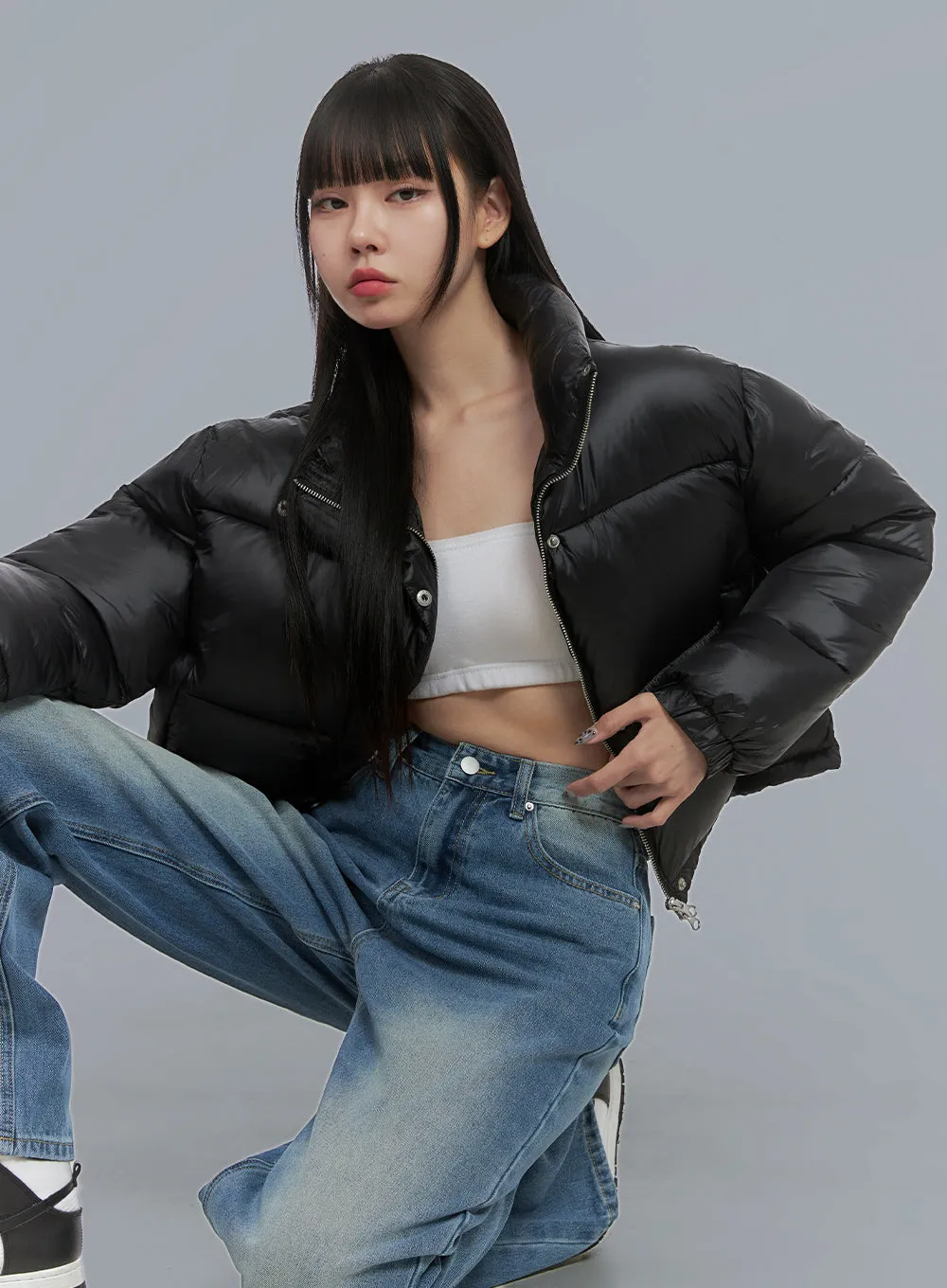 Chic Nylon Crop Puffer Jacket OO401 sold by Lewkin