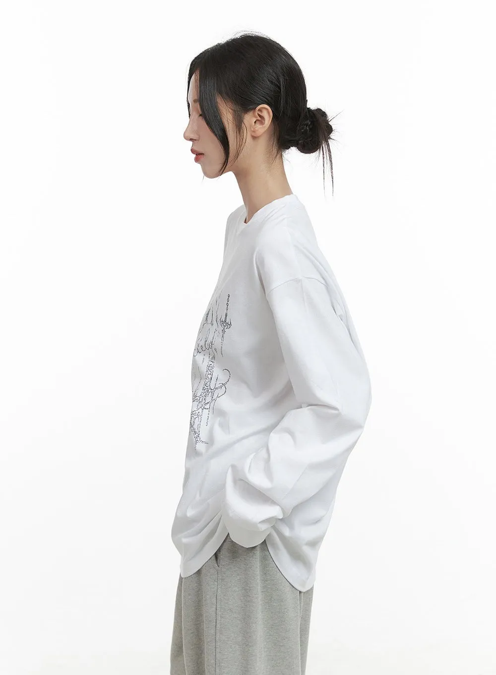 Chic Graphic Print Cotton Long Sleeve Tee CO402 sold by Lewkin product image thumbnail 4