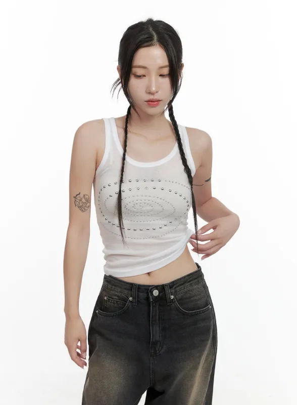 Chic Studded Slim Tank Top CO402 sold by Lewkin