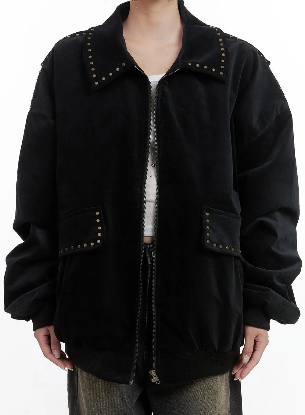 Studded Oversize Collar Jacket CO402 sold by Lewkin product image thumbnail 4
