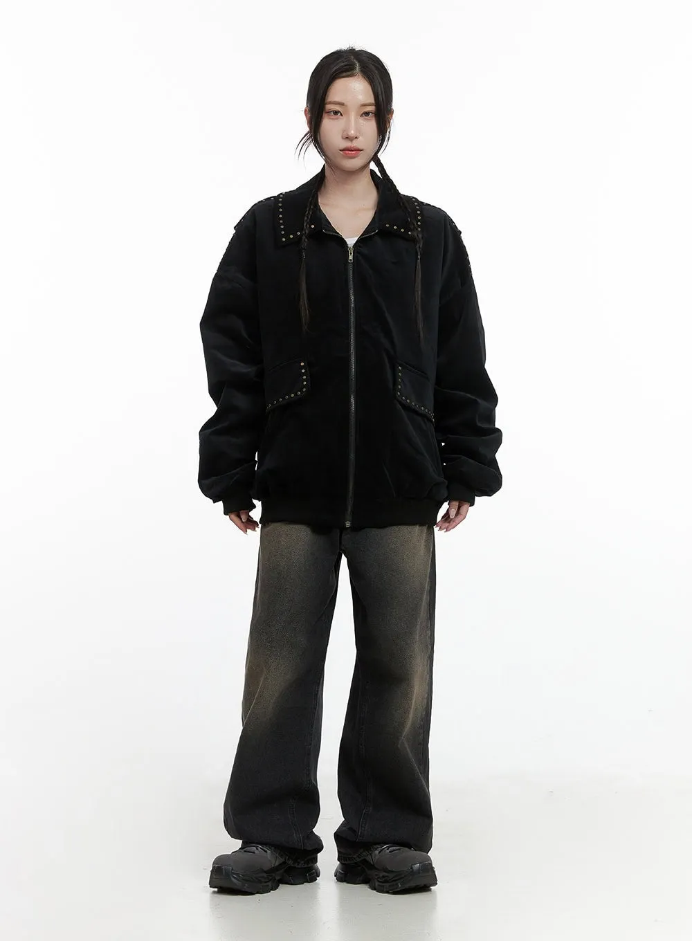 Studded Oversize Collar Jacket CO402 sold by Lewkin product image thumbnail 2
