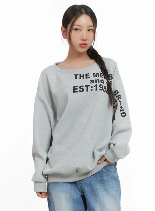 Lettered Crewneck Sweatshirt CO402 sold by Lewkin