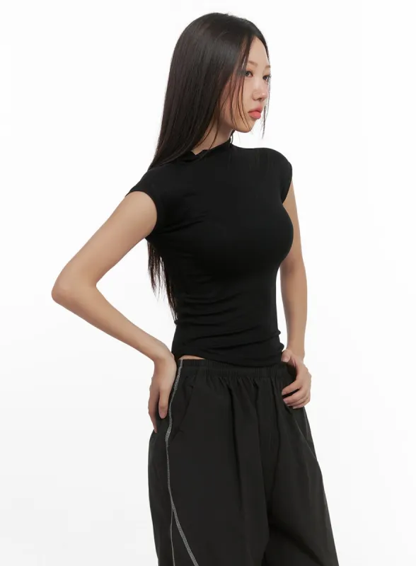 Slim Fit Turtle Neck Crop Top CO402 sold by Lewkin
