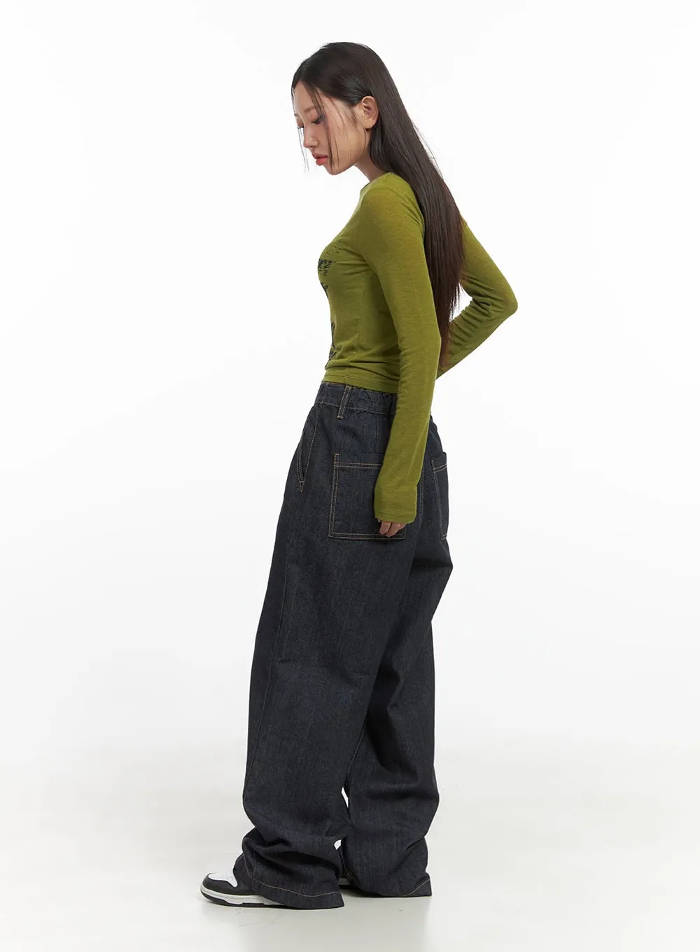 Lettered Long Sleeve Crop Tee CO402 sold by Lewkin product image thumbnail 3