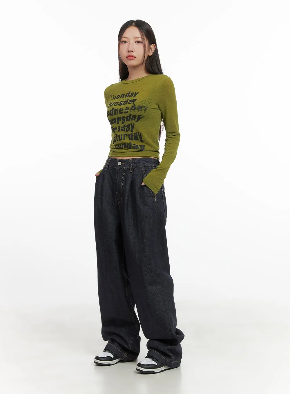 Lettered Long Sleeve Crop Tee CO402 sold by Lewkin product image thumbnail 2