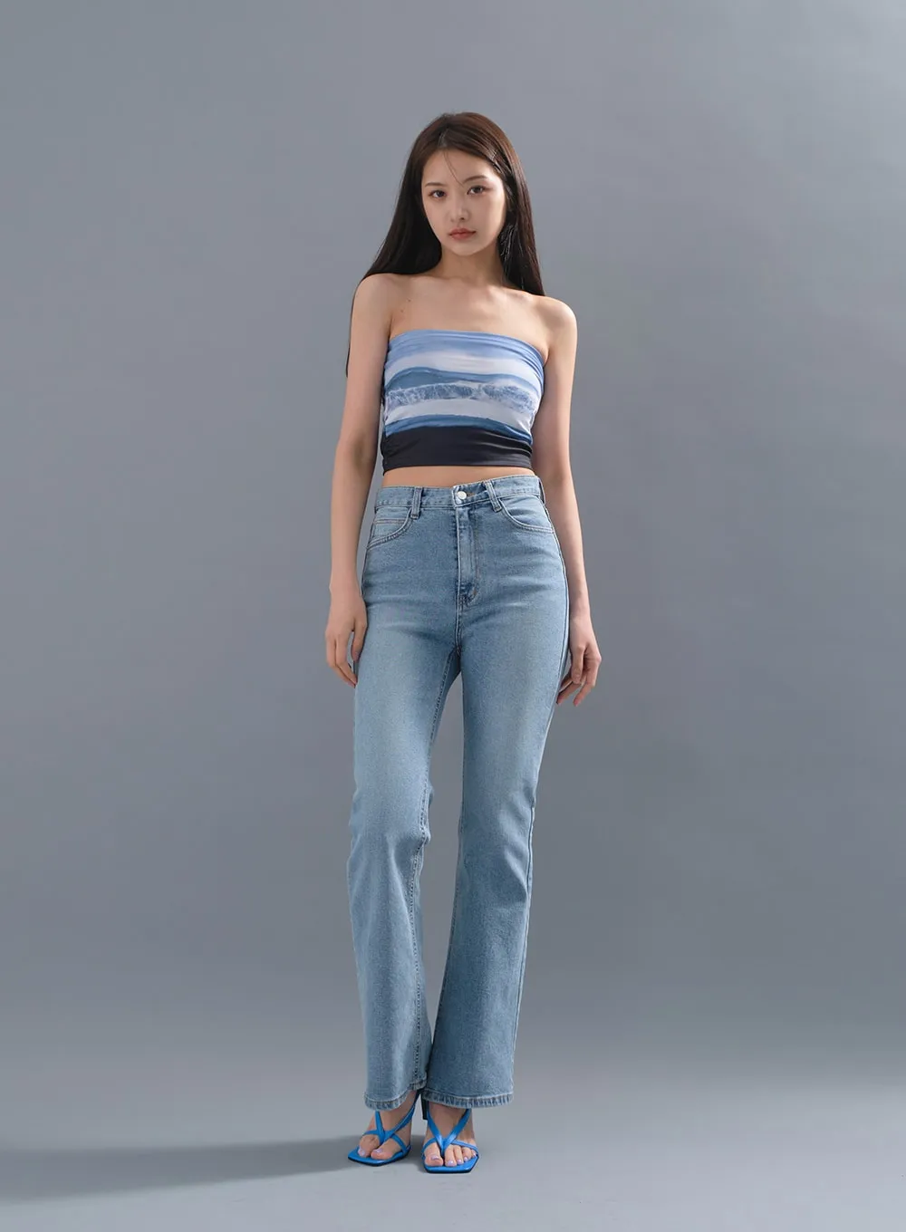 HIghrise Semi Boot-Cut Denim Pants CM10 sold by Lewkin product image thumbnail 5