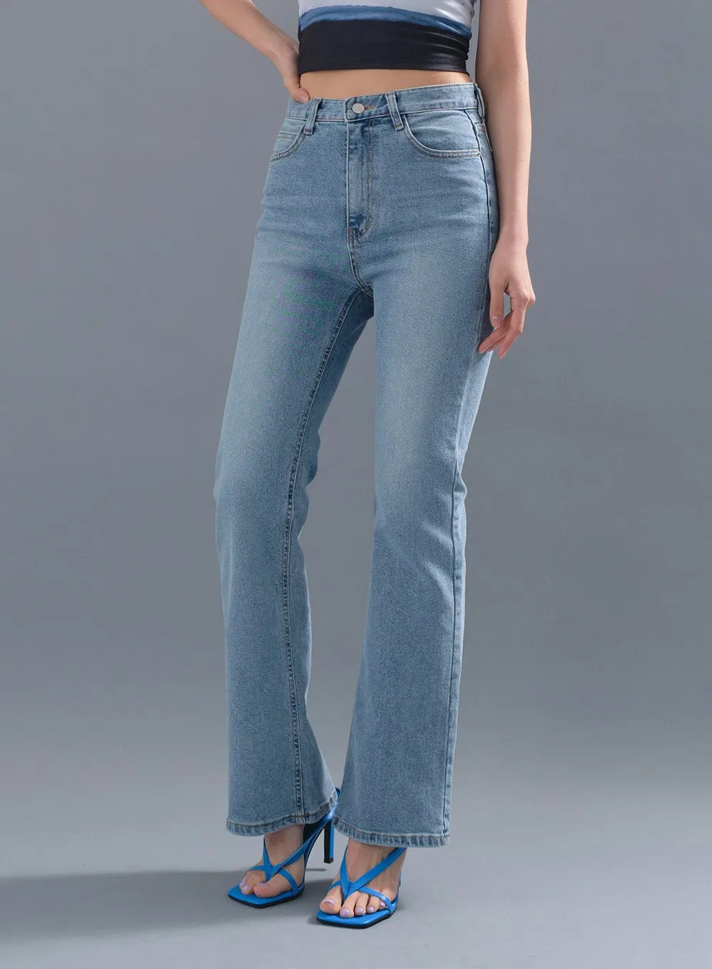 HIghrise Semi Boot-Cut Denim Pants CM10 sold by Lewkin