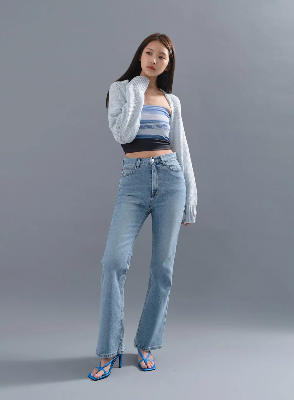 HIghrise Semi Boot-Cut Denim Pants CM10 sold by Lewkin product image thumbnail 4