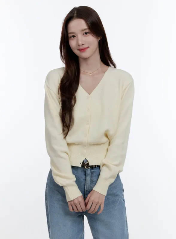 Elegant V-Neck Long Sleeve Cardigan OO407 sold by Lewkin