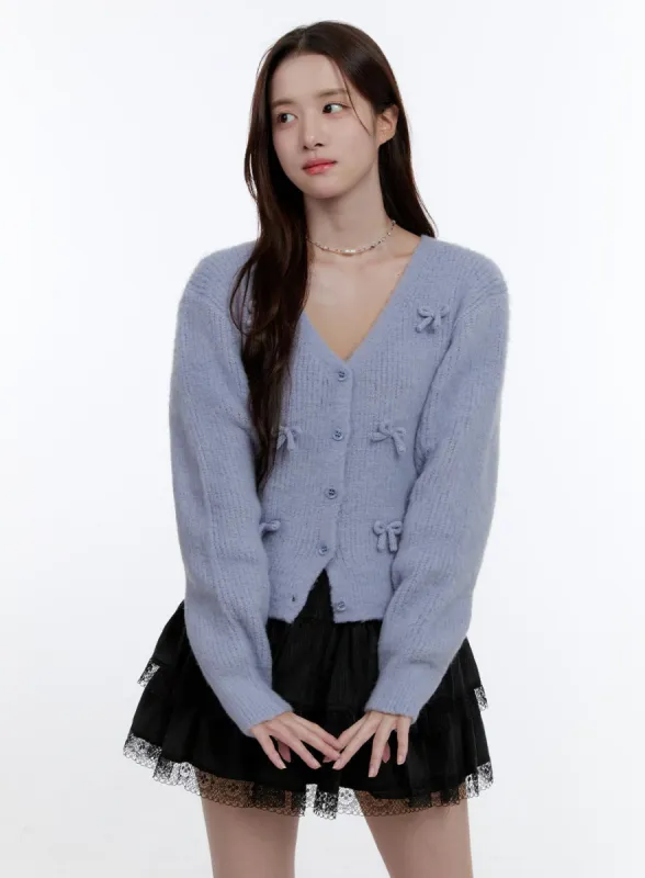 Ribboned V-Neck Cardigan OO407 sold by Lewkin