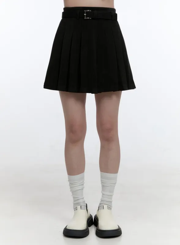 Pleated A-Line Mini Skirt OO407 sold by Lewkin