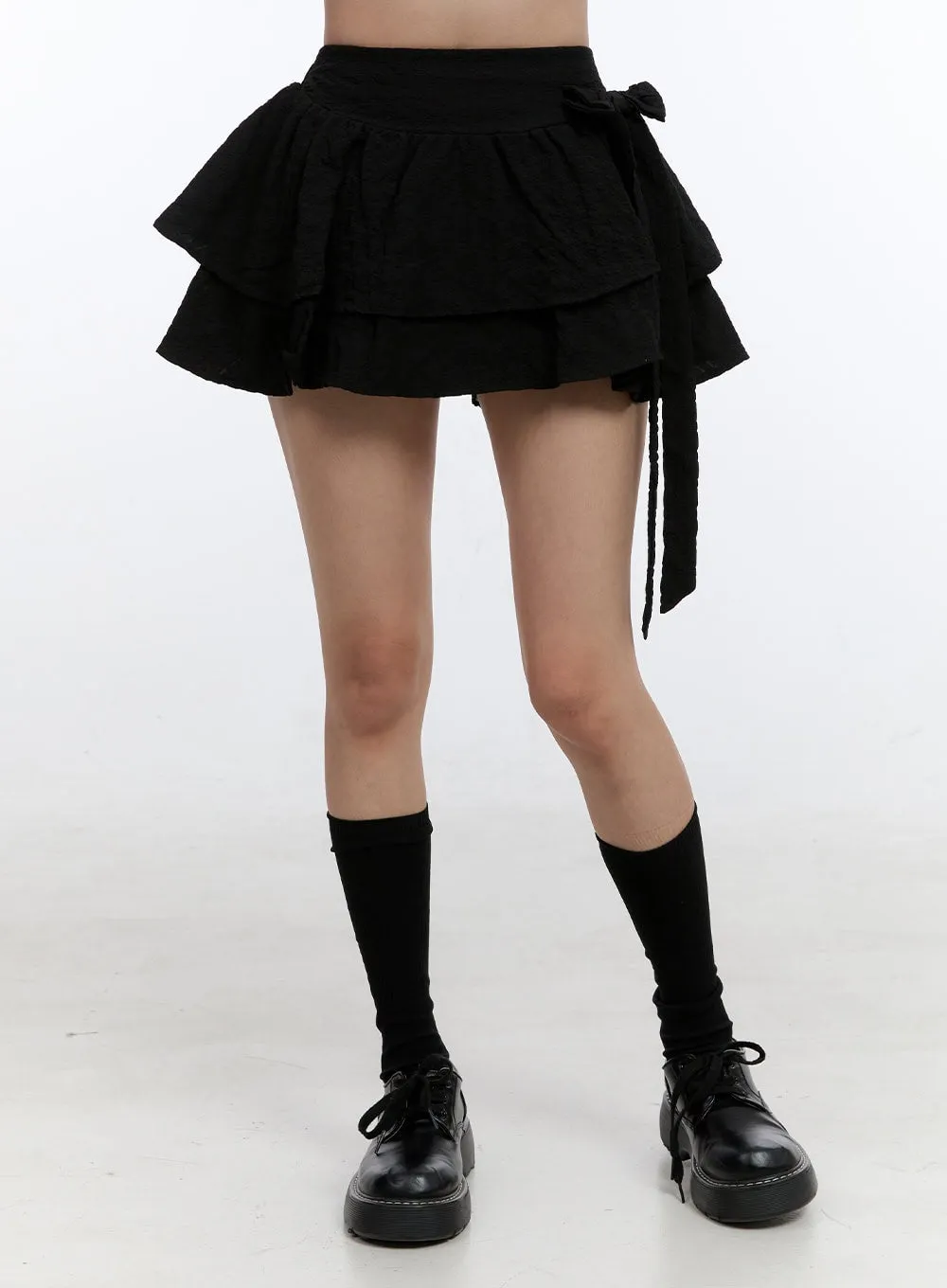 Double Layer Ribbon Ruffle Mini Skirt OO407 sold by Lewkin product image thumbnail 2