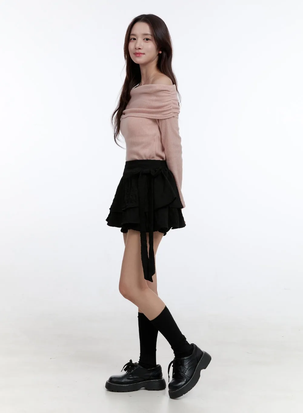 Double Layer Ribbon Ruffle Mini Skirt OO407 sold by Lewkin product image thumbnail 5