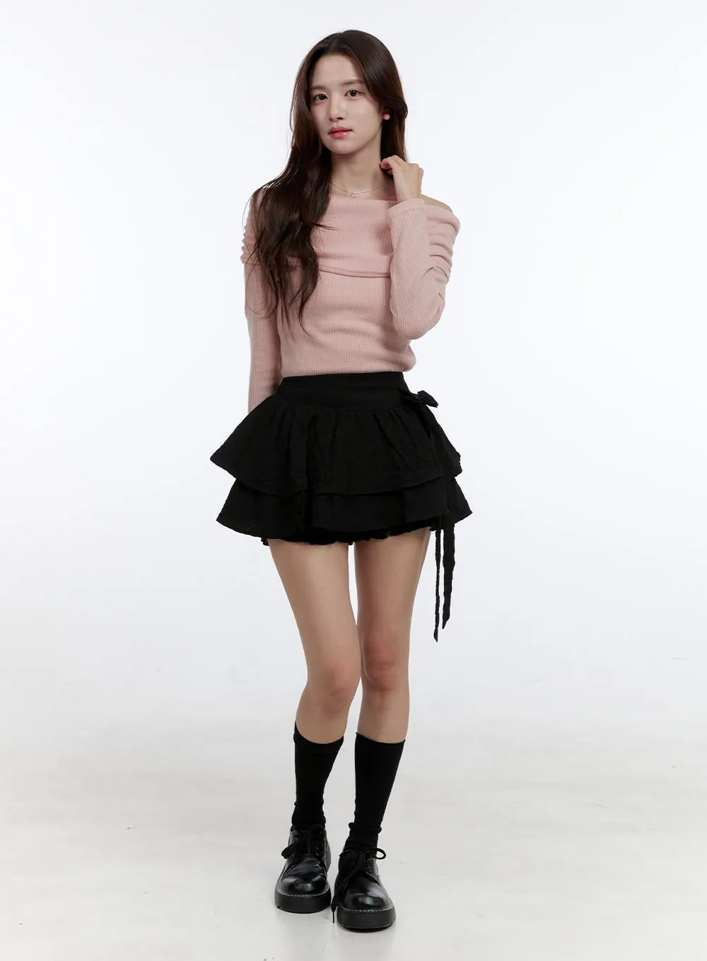Double Layer Ribbon Ruffle Mini Skirt OO407 sold by Lewkin product image thumbnail 3