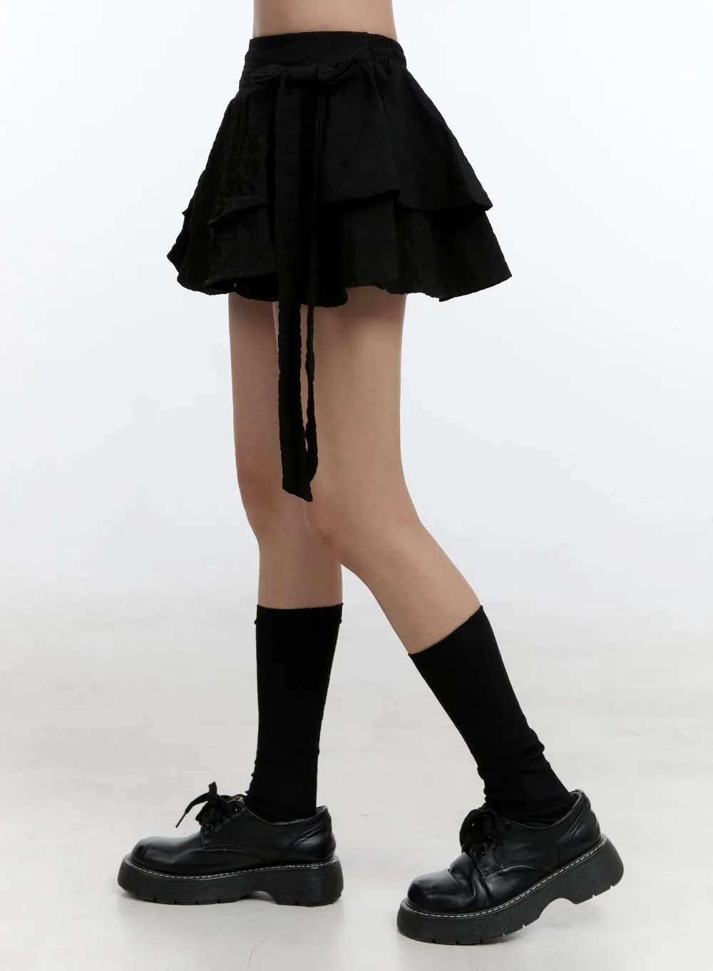 Double Layer Ribbon Ruffle Mini Skirt OO407 sold by Lewkin product image thumbnail 4