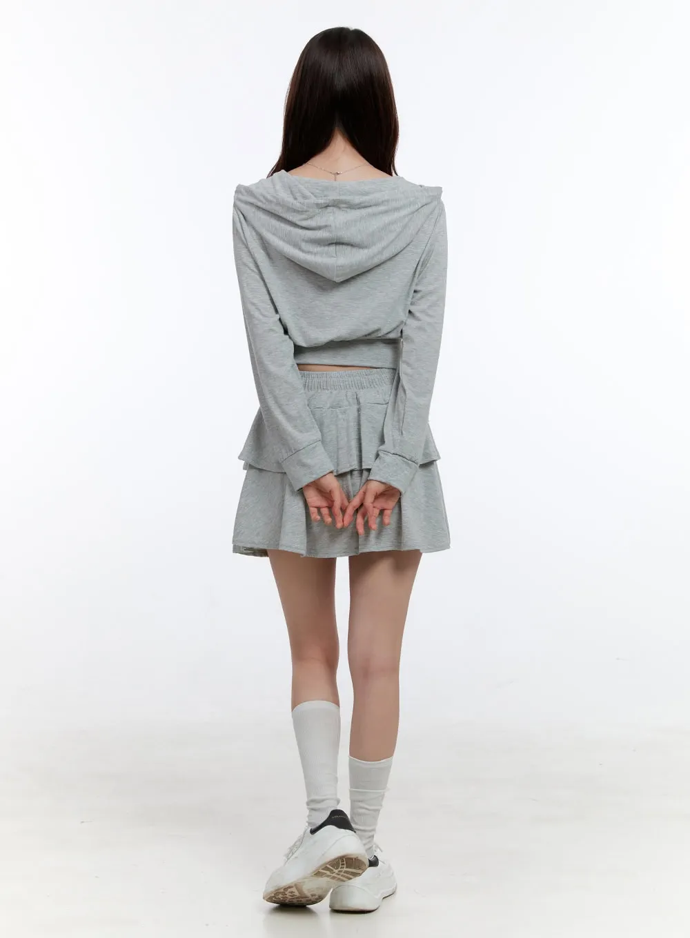 Cropped Zip-Up Hoodie OO407 sold by Lewkin product image thumbnail 3