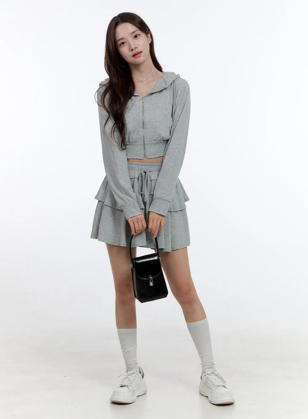 Cropped Zip-Up Hoodie OO407 sold by Lewkin product image thumbnail 2